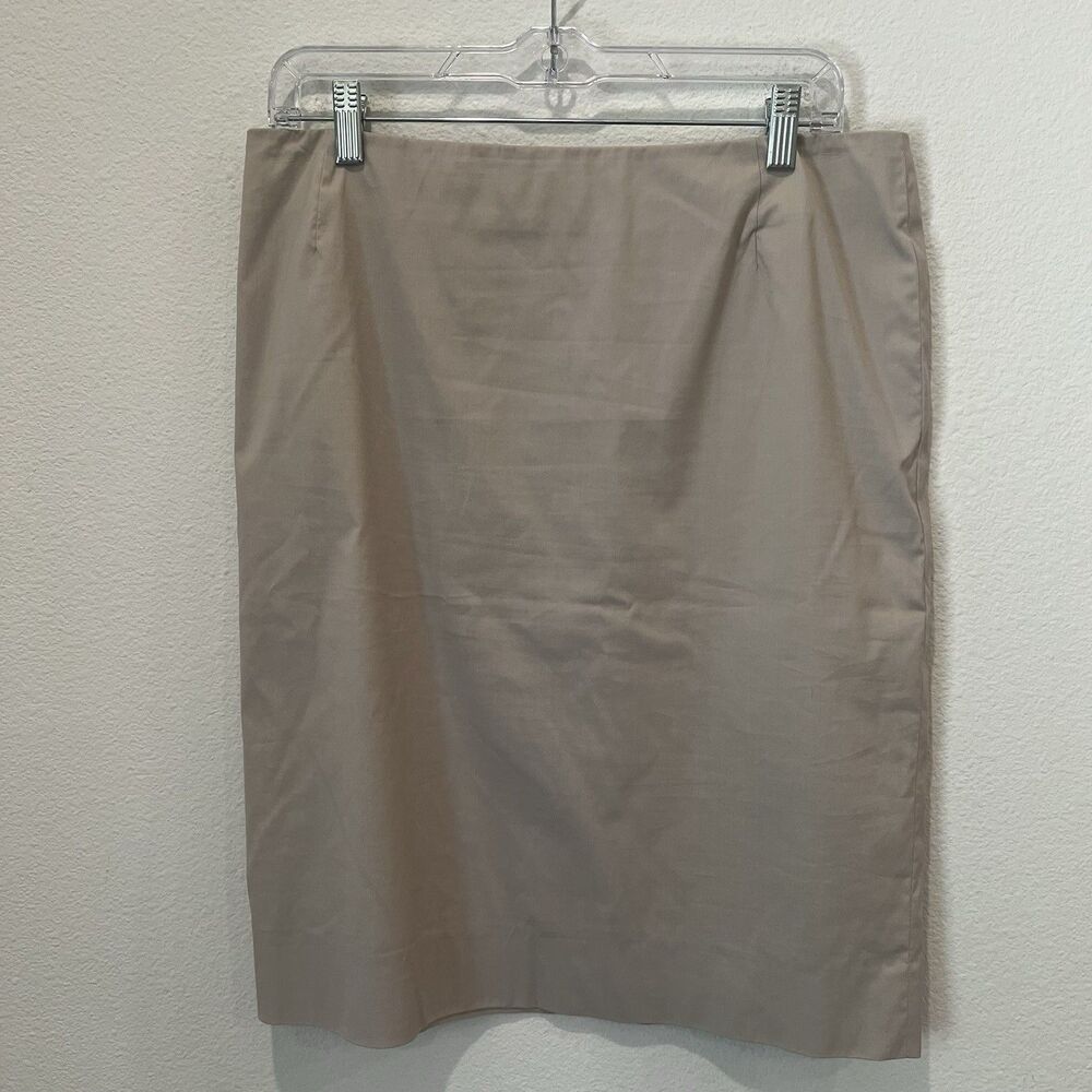 Akris Punto Tan Cotton Lined Pencil Skirt US Sz 10 Work Office School Minimalist